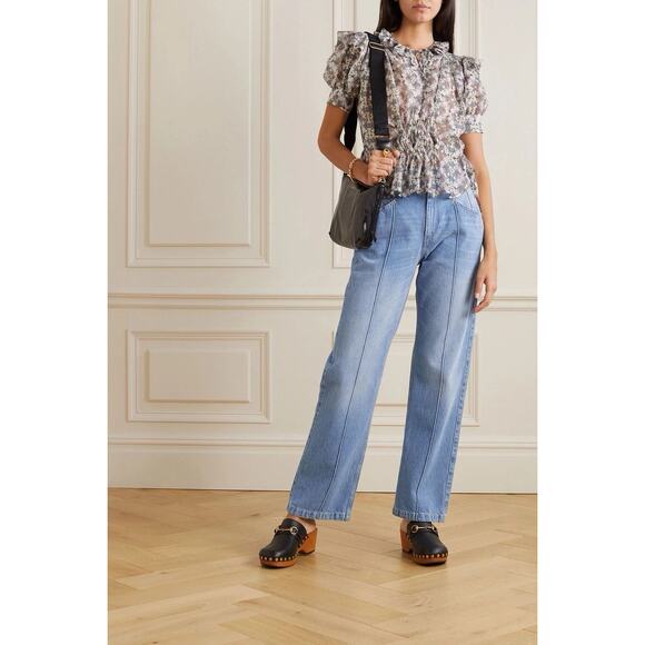 NWOT Isabel Marant 100% Silk 'Annaelle' Top Ruffle Trim Size FR 36 / 4 - Picture 1 of 4